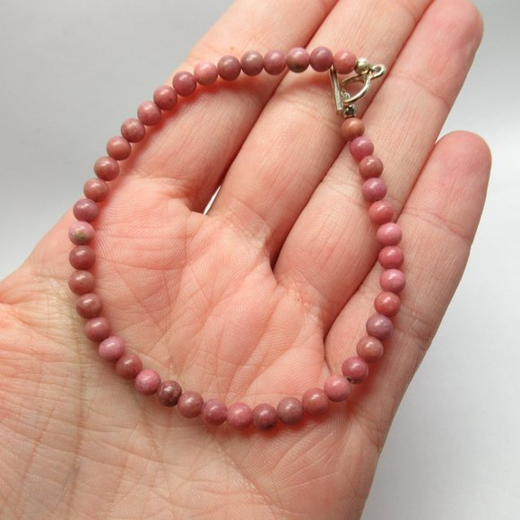 Rhodonite gemstone bead bracelet - Picture 6 of 8
